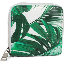 styleBREAKER 02040121 Women's Mini Purse with Palm Tree Print, Zip, Green/White, Modern