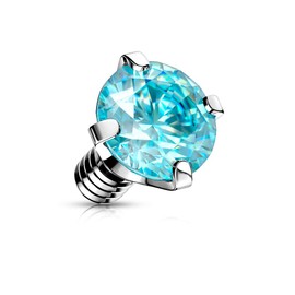 Paula & Fritz® Dermal Anchor Attachment Zirconia Various Colours Sizes and Thicknesses 316L Surgical Steel Skin Anchor Skin Diver Implant Ball, Stainless Steel, Cubic Zirconia