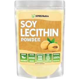 XPRS Nutra Soy Lecithin Powder Food Grade Fat Emulsifier - Suitable for Cooking, Baking and More - Vegan Friendly Soy Lecithin Powder Cooking Aid (4 Ounce)