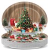 QOUBAI 50PCS Christmas Oval Paper Plates 11inch Large Disposable Christmas