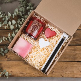 Luxury Candle Gift Set for Women – 14 OZ & 80 Hours Burning Aromatherapy Gingerbread Scented Candle, Heart Soaps, Natural Soap Bar, Incense Sticks (Ginger Bread Red)