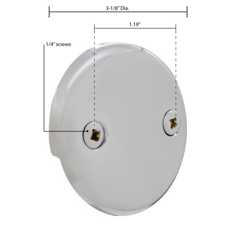 Westbrass 3-1/8" Two-Hole Overflow Face Plate and Screws, Stainless Steel,