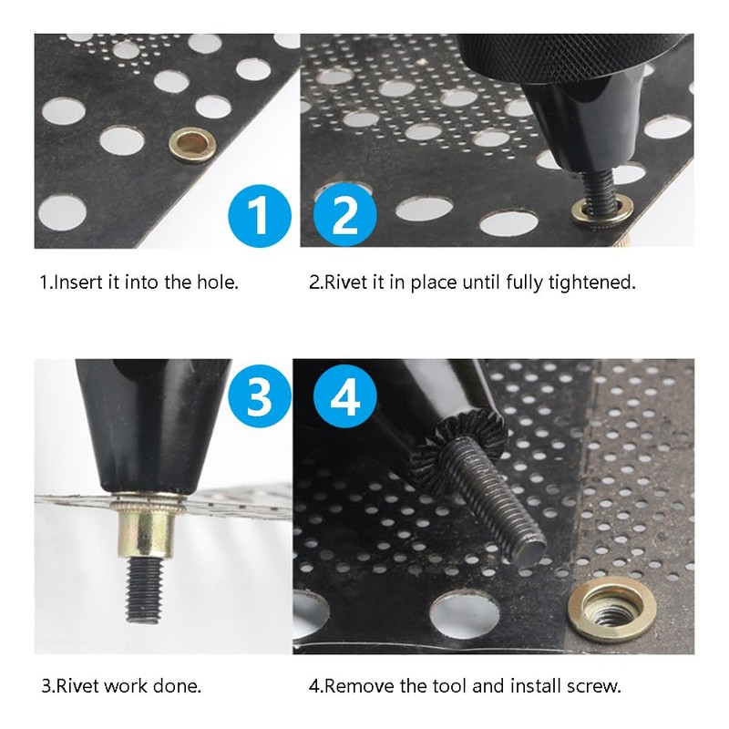 50PCS-Rivet Nuts,1/2"-13 Steel UNC Rivet Nut Assortment Kit, Flat Head
