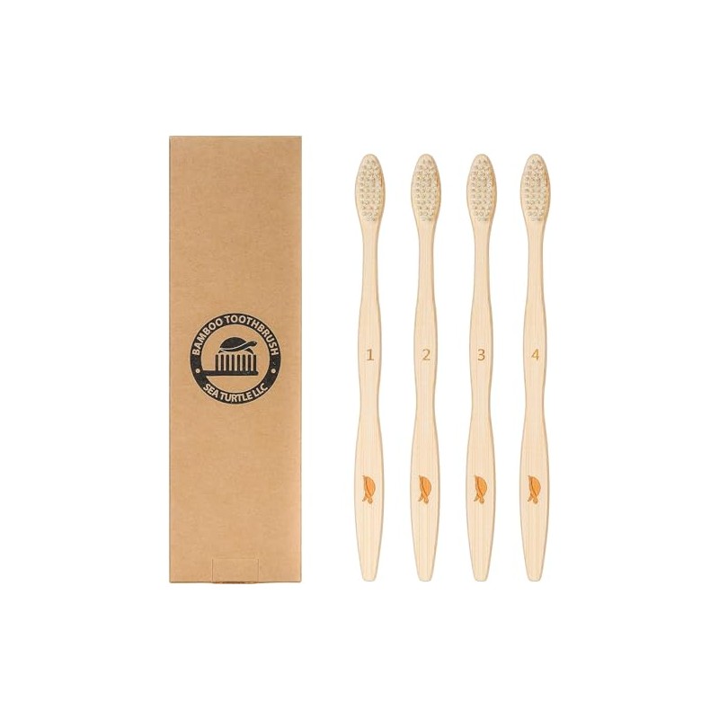 Sea Turtle Plant-Based Bristles, Bamboo Toothbrushes, Soft Natural Toothbrush for