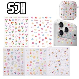 Put 5 pieces Flower Cloud Rainbow 3D Mini Deco Emboss Sticker, Mixed (KD614) 5P, 1 set, Mixed (KD614) 5P / 담다 5개입 꽃 구름 무지개 3D 미니 데코 엠보 스티커, 혼합(KD614)5P, 1세트, 혼합(KD614)5P