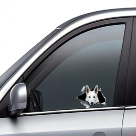 Car Stickers 18 cm White German Shepherd Car Sticker White German Shepherd Sticker Pet Dog Ripped Sticker Reflective Waterproof Car Sticker Bumper Rear Window Decor