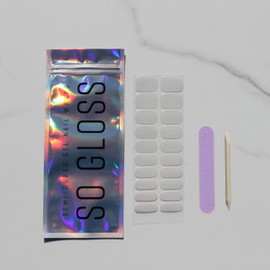 So Gloss Semi Cured Gel Nail Wraps | 20 Nail Wraps | Works with Any LED Nail Light | Salon Quality | Long Lasting | Includes Nail File and Cuticle Stick (Not Your Mamas Pearls)