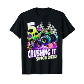 Birthday Boys Monster Truck 5 Year Old 5th Birthday Party T-Shirt