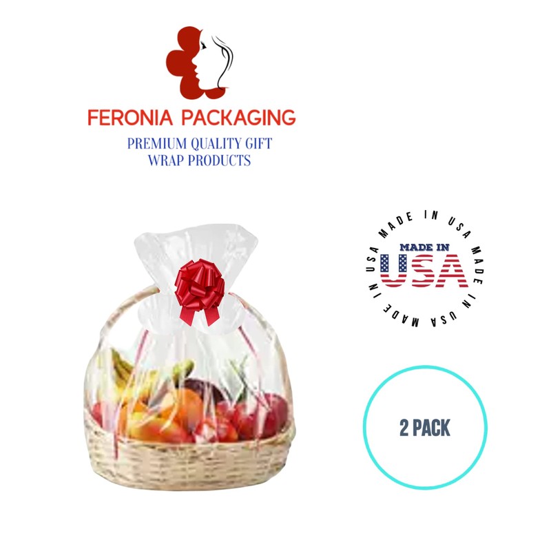 Feronia Packaging Gift Wrap Round Bottom Cellophane Bags 2 Pack