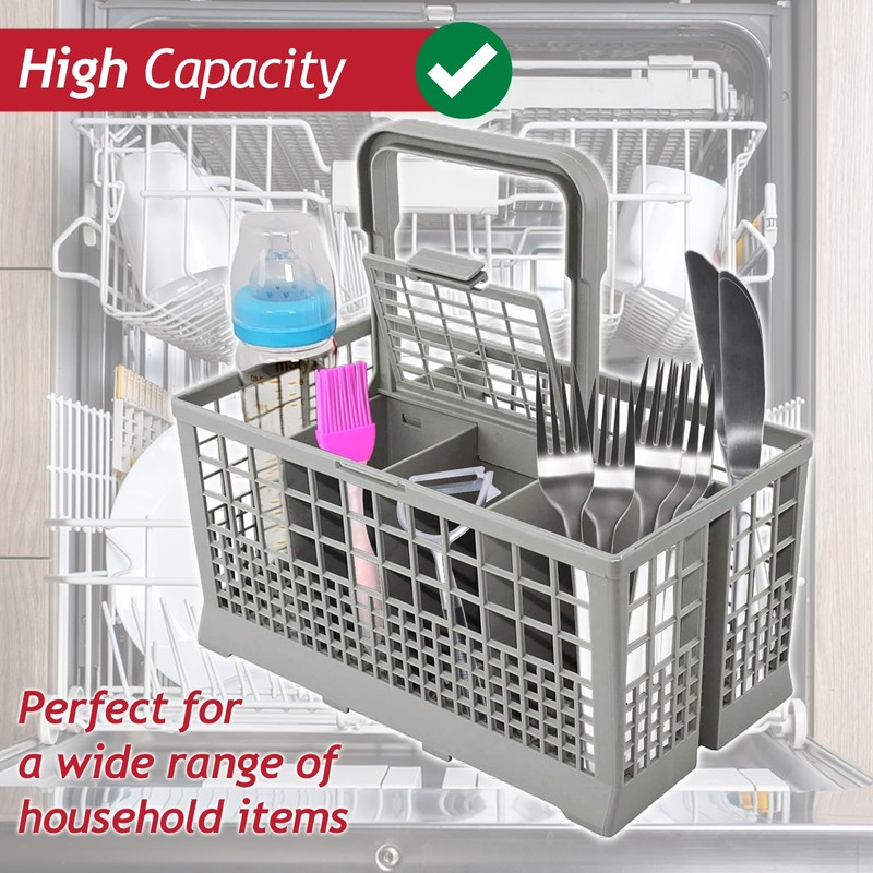 SPARES2GO Cutlery Basket Caddy Cage for Bosch Dishwasher (Removable Handle,
