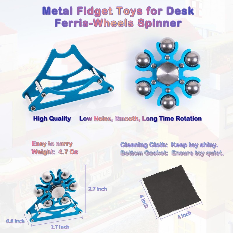 Desk-Fidget-Toys Ferris-Wheels-Spinner: Metal Kinetic-Fidget-Spinner 4mins, EDC-Toy Cool-Gadgets for School Office
