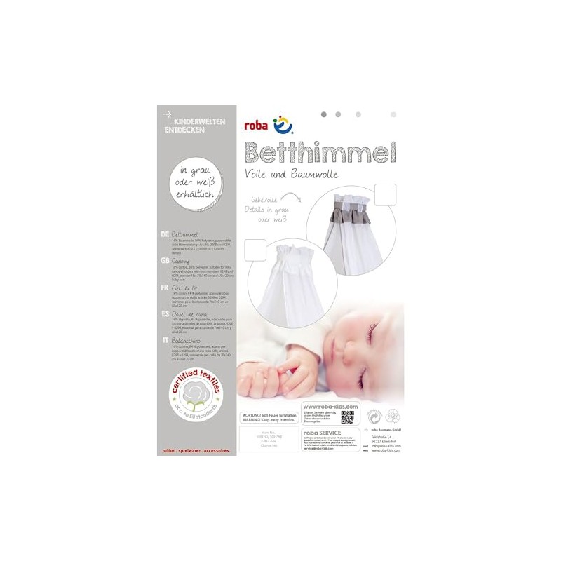 roba Baby Cot Canopy White 16% Cotton 84% Polyester 160