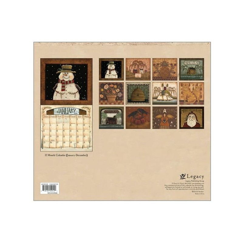 2026 Folk Art by David Wall Calendar