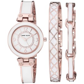 Anne Klein Women's Premium Crystal Accented Watch and Bracelet Set