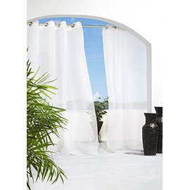 Outdoor Decor Escape Tab Top Curtain Panel-White, 54 x 108