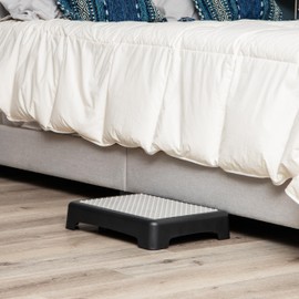 Mind Reader Platform Booster Step, Step Stool for Seniors, Indoor Outdoor, Riser, 17" L x 13" W x 3.5" H, Black and White