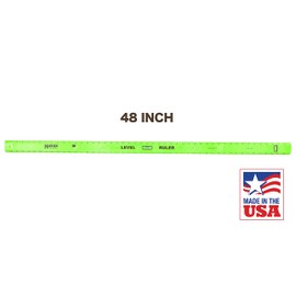 Mayes 10744 Polystyrene Level Rule, 48 Inch Leveler Tool, Straight Edge, Easy to Read Center Finding Measurements, With Plumb and Level Vials, Green