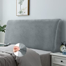 DUJUIKE Bed Headboard Slipcover, Stretch Bed Headboard Cover, Dustproof Protector Cover for Linen Fabric Tufted Upholstered Headboard (Light Grey, Full Headboard Length (47"-55"))