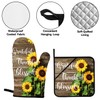 Sunflower Oven Mitts and Pot Holders 4pcs Set Wood Board
