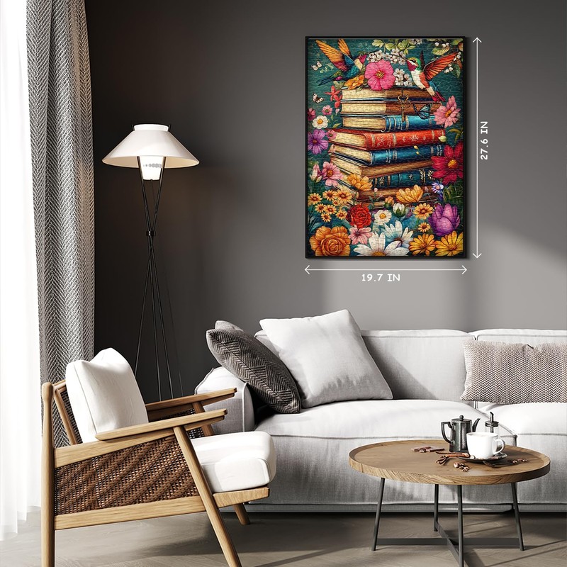PICKFORU Wildflower Pages Jigsaw Puzzle for Adults, Hummingbird Vintage Book