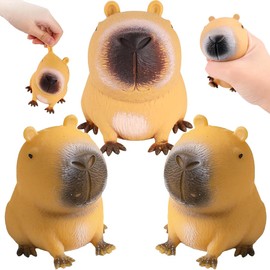 Capybara Anti-Stress Toy, Pack of 3 Capybara Squeeze Toy, Capybara Fidget Toy, Capybara Stress Relief Toy against Anxiety, Suitable for Children and Adults (Capybara)