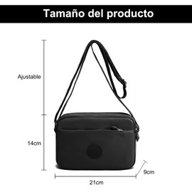 Crossbody Mujer, LSHSXPX Bolsa Crossbody Mujer, Bandolera Mujer con Correa Ajustable para Hombro, Bolso Bandoleras (Negro)