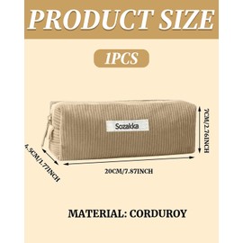 TPZORJX Pencil Case Corduroy Fabric Pencil Case Beige for Girls Teenagers Pencil Case Pencil Case School Pencil Case for School Office (Light Brown)