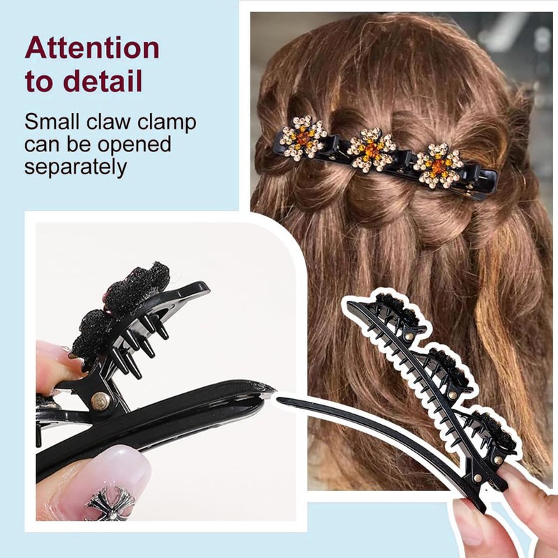 SSyang Sparkling Crystal Stone Braided Hair Clips, Pack of 4