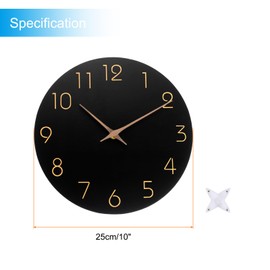 PATIKIL 10 Inch Wall Clock, Quartz Battery Operated Silent Non-Ticking Round Wall Clocks Decorative for Office Bedroom Living Room, Black