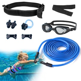 ROLMZJX Swim Training Belts,4M wimming Training Resistance Belt, Swim Tether Stationary Swimming, Adjustable Swim Trainer for Pool Resistance Training (with Professional Swimming Goggles)