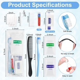 Pack of 50 Basic Toiletry Kits, Hygiene Kit Bulk, Individually Packed, Homeless Care Package Supplies Travel Size Toiletry Kit for Men Women Charity Reusable Toiletry Bag