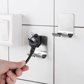 Razor Holder for Shower, Stainless Steel Razor Holder Hooks, Waterproof Self-Adhesive Shaver Holder Hanger Hooks for Bathroom Kitchen to Organize Loofah Robe Towel Plug Coat Silver Bathroom Hardware