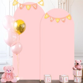 6.6FT Dusty Rose Arch Cover - Spandex Fitted Wedding Arch Stand Covers Round Top Chiara Arch Backdrop Cover for Birthday Party Banquet Photo Background Decoration