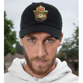 Smokey Bear Dad Hat Embroidered Adult Vintage U.S. Forest Service Cap Adjustable Hat (Red)