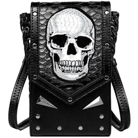 Ro Rox Mercer Skull Phone Pochette Gothic Faux Leather Punk Studded