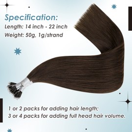 Easyouth Nano Ring Extensions Real Hair 22 Inch 50 Pieces 50 g Colour Darkest Brown Pre Bonded Hair Extensions Nano Ring