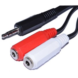 kenable 3.5mm Stereo Jack Plug to Twin 3.5mm Mono Sockets Audio Cable 2m [2 metres]