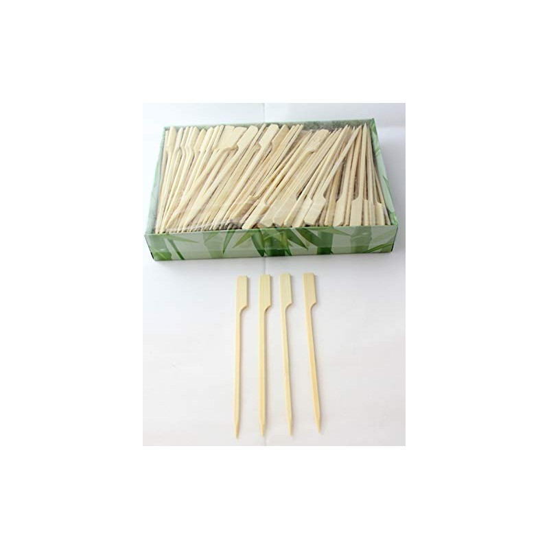 250x Paddle Food Skewers Bamboo Natural 12cm