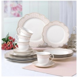 Imperial “Sandra" Blush Pink /Gold  20-Piece Porcelain Dinner Set  Service For 4 Person