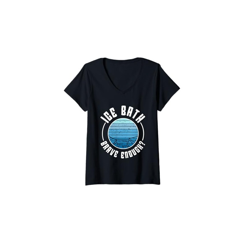 Womens Ice Water Ice Bath Bold Ice Bath V-Neck T-Shirt