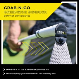 STICKIT Mini Magnetic Towel, Gray, Premium Microfiber Waffle Weave, Ultra-Absorbant, Quick-Drying, Industrial Strength Magnet for Golf Bags, Carts & Clubs - Compact, Greenside Towel for Golfers