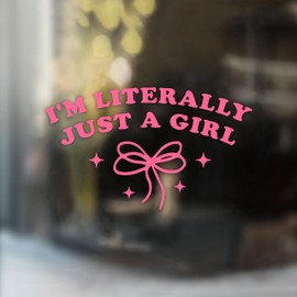I'm Literally Just a Girl Car Decal Pink Bow Cute Positive Gifts Car Mirror Accessories Affirmations Funny Vinyl Decal Waterproof 8 Inches Bumper Decal Gifts for Mom Dad Friend Coworker