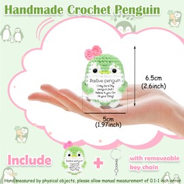 Funny Positive Small Penguin Gifts for Women Positive Crochet Animal Cute Stuff Leaving,Good Luck,Congratulations,Graduation,Emotional Support Gift Christmas Stocking Fillers Birthday Gift for Her Him