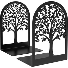 zmgmsmh Tree Bookends Metal Nonskid Bookends Heavy Duty Bookshelves Organizer Office Bookend for Shelves, Book Ends for Heavy Books (Tree Life A,1 Pair)