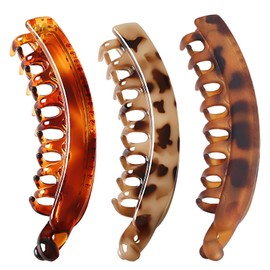 3 Pcs Banana Hair Clips, Simple Ponytail Clips, Large Banana Clip for Thick Hair, Claw Clip for Thick Hair, Non-slip for Women Girls