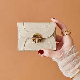 Hazel Trifold Wallet, New Round Form Mini Wallet, ecru