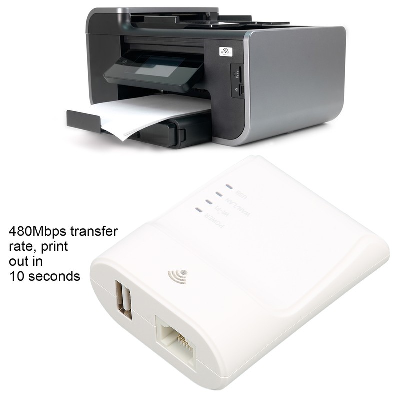 Wireless USB Print Server 10/100Mbps Adaptive 480Mbps Transmission Small Size