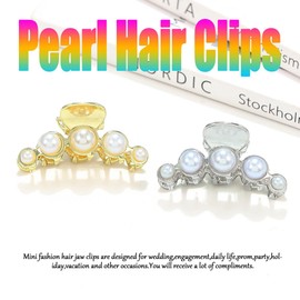 CASDRE Pearl Hair Clips Metal Hair Claw Clips Mini Hairpins Accessories for Women (Pack of 2) (Color A)