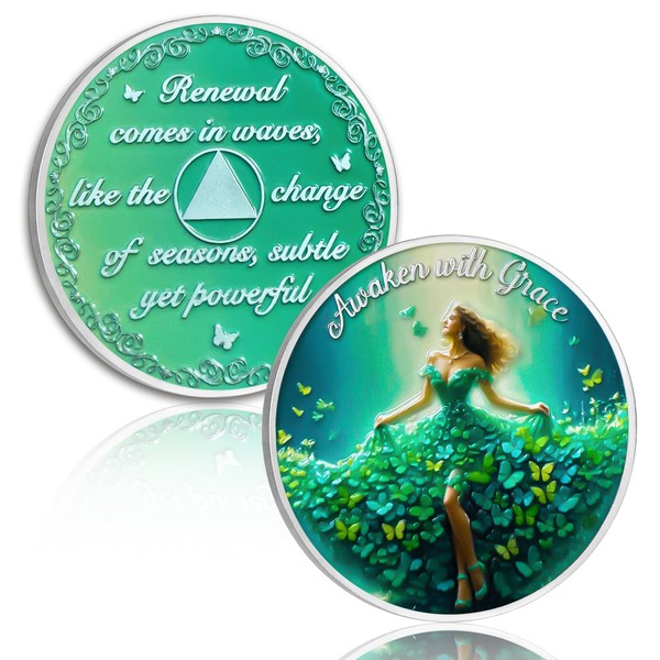 Awaken with Grace Sobriety Coin, Spring Dance AA Coin -