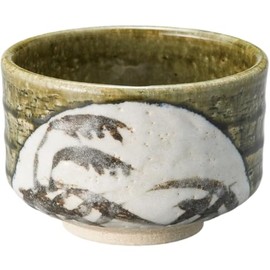 Ale-net Matcha Bowl, Matcha Bowl, 4.5 x 3.1 inches (11.5 x 7.8 cm), Oribe Reed Rice Bowl, Tea Ceremony, Mino Ware, Made in Japan